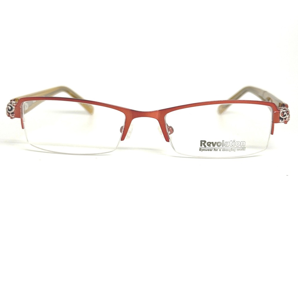 Revolution Eyewear REV648 Red Gold Semi Rimless Eyeglasses 51-18-140 RDLS